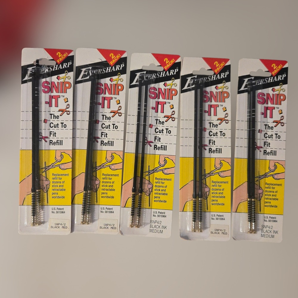 10 VTG Eversharp Snip‎ It Pen Refills Black Ink Cut To Fit USA 5 Packs of 2 Each